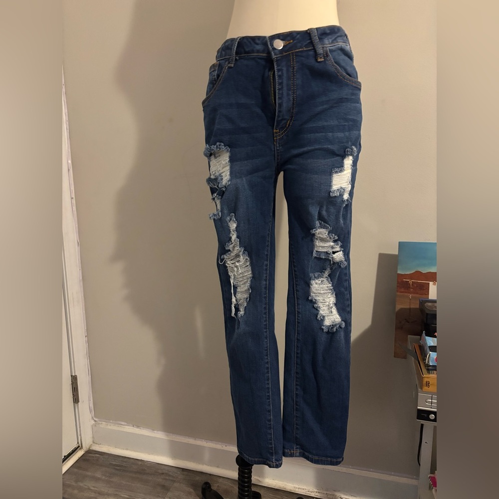 Fashion Nova Distressed Blue Women's Jeans Size 32